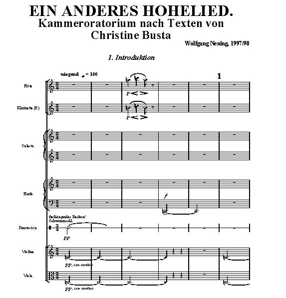 "Ein anderes Hohelied" Partitur, Seite 1